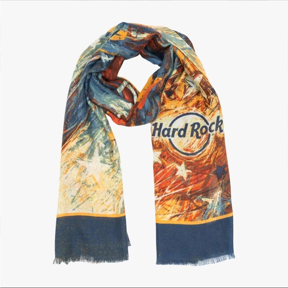 🎸 Hard Rock Cafe “Painted Guitars” Scarf – Iconic Rock Merchandise 🖤